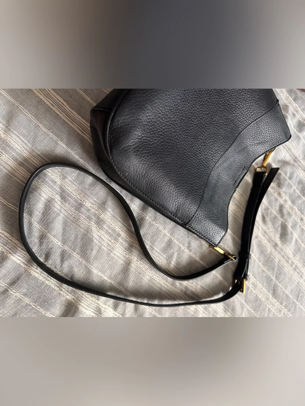 Antonio Melani Black Pebbled Leather Braided Handle Hobo Crossbody Bag